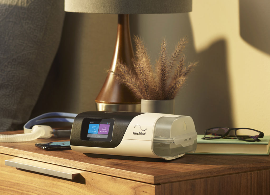 airsense 11 cpap machine on nightstand in the morning