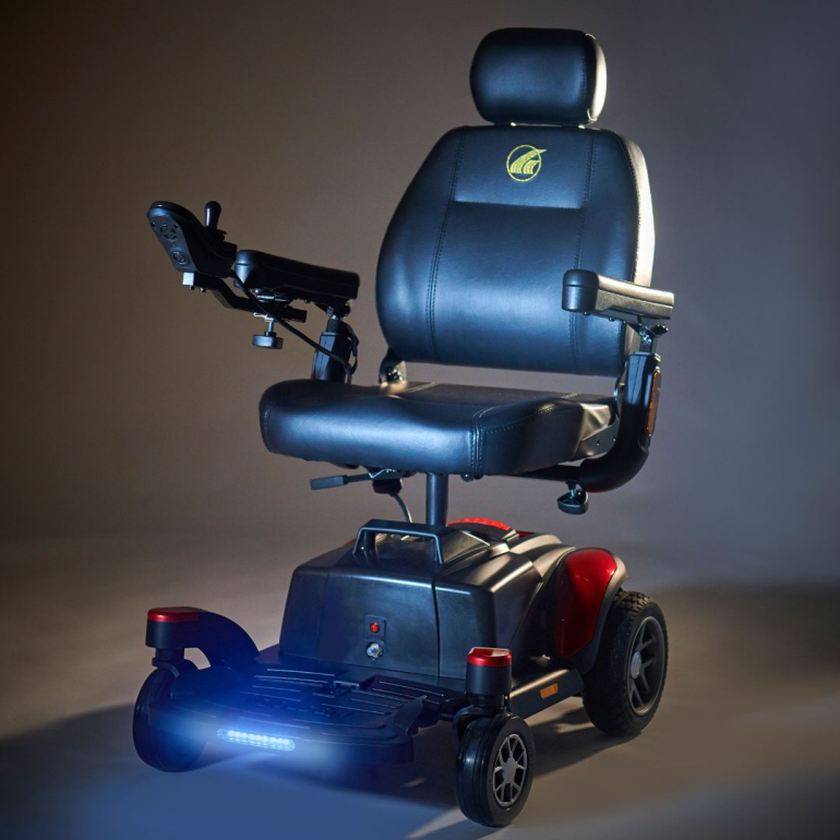 buzzabout power chair shown with lights on